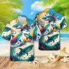 Ocean Shark Unisex Hawaiian Shirts, Wild Shark Aloha Beach Shirt, Undersea Animals Pattern Button Down Short Sleeve Shirts