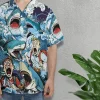 Shark Attack Unisex Hawaiian Shirts, Funny Wild Shark Aloha Beach Shirt, Ocean Animals Pattern Button Down Short Sleeve Shirts