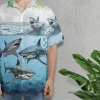 Silent Hunter Shark Unisex Hawaiian Shirts, Wild Shark Aloha Beach Shirt, Ocean Animals Pattern Button Down Short Sleeve Shirts