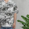 Elasmobranch Shark Surfing Unisex Hawaiian Shirts, Wild Shark Aloha Beach Shirt, Ocean Animals Pattern Button Down Short Sleeve Shirts