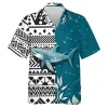 Funny Tribal Shark Unisex Hawaiian Shirts, Wild Shark Aloha Beach Shirt, Ocean Animals Pattern Button Down Short Sleeve Shirts