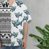 Funny Shark Tribal Unisex Hawaiian Shirts, Wild Shark Prey Aloha Beach Shirt, Ocean Animals Pattern Button Down Short Sleeve Shirts