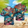 Colorful Shark Unisex Hawaiian Shirts, Vibrant Wild Shark Aloha Beach Shirt, Ocean Animals Pattern Button Down Short Sleeve Shirts