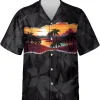 Summer Tropical Sunset Hawaiian Shirts For Men Women, Casual Printed Beach Summer Shirt, Short Sleeve Button Down Shirt, Hawaiian Style Shirt