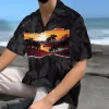 Summer Tropical Sunset Hawaiian Shirts For Men Women, Casual Printed Beach Summer Shirt, Short Sleeve Button Down Shirt, Hawaiian Style Shirt