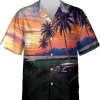 Tropical Palm Tree Sunset Hawaiian Shirts, Vintage Hawaii Beach Shirt, Hawaiian Style Shirts, Casual Printed Beach Summer Shirt, Button Down Shirt