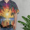 Sunset Surfboards Hawaiian Shirt For Men Women, Colorful Sunset Holiday Button Down Short Sleeve Shirt, Tropical Hawaiian Beach Shirts