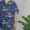 Sunset Tropical Hawaiian Shirt For Men Women, Colorful Sunset Aloha Button Down Short Sleeve Shirt, Sailboat Pattern Hawaiian Beach Shirts