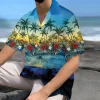 Sunset Forest Hawaiian Shirt For Men Women, Floral Sunset Button Down Short Sleeve Shirt, Tropical Palm Hibiscus Hawaiian Beach Shirts