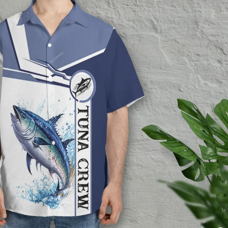 Tuna Fishing Unisex Hawaiian Shirts, Tuna Fisherman Aloha Beach Shirt, Fishing Crew Button Down Short Sleeve Shirts Gifts For Men Women