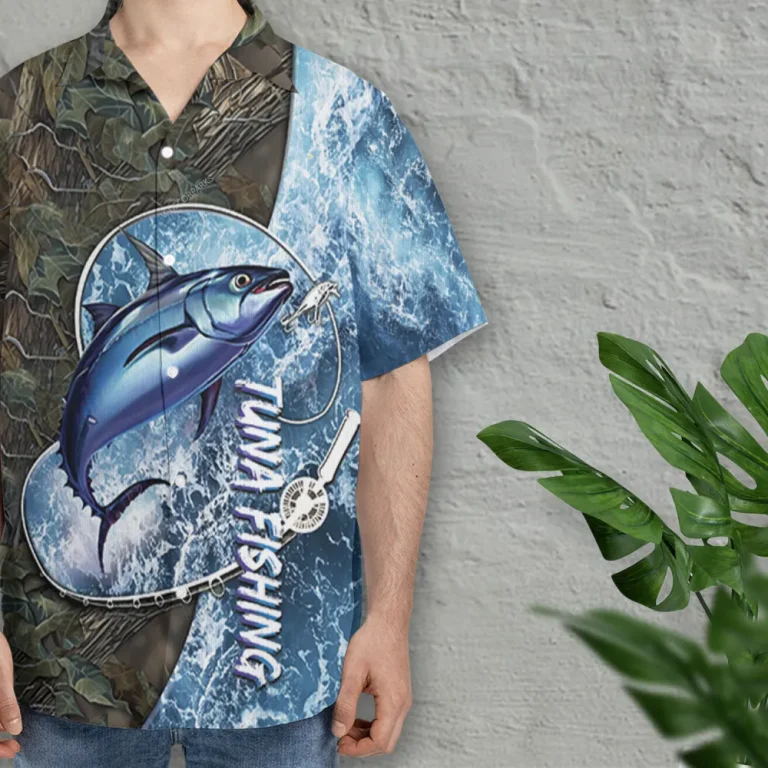 Tuna Fishing Unisex Hawaiian Shirts, Ocean Tuna Aloha Beach Shirt, Fishing Crew Button Down Short Sleeve Shirts Gifts For Men Women