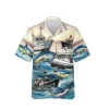 Tuna Ship Unisex Hawaiian Shirts, Tuna Fishing Crew Aloha Beach Shirt, Fishing Boat Button Down Short Sleeve Shirts Gifts For Men Women