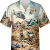 Helicopters And Desert Hawaiian Shirt For Men, Aircaft Shirt, Airplane Casual Button Down Hawaiian Shirt, Aloha Beach Shirt, Vintage Aloha Shirt