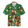 Simmental Cattle Christmas Hawaiian Shirts, Christmas Tree Hawaiian Beach Shirts, Cow Lover Button Down Short Sleeve Shirts, Xmas Gifts Aloha Shirts