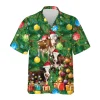 Dairy Catlle Cow Christmas Hawaiian Shirts, Christmas Tree Hawaiian Beach Shirts, Cow Lovers Button Down Short Sleeve Shirts, Xmas Gifts Aloha Shirts