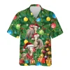 Goat Christmas Hawaiian Shirts, Christmas Pine Tree Hawaiian Beach Shirts, Goat Lovers Button Down Short Sleeve Shirts, Xmas Gifts Aloha Shirts