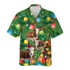 Hereford Cow Christmas Hawaiian Shirts, Christmas Tree Hawaiian Beach Shirts, Cow Lovers Button Down Short Sleeve Shirts, Xmas Gifts Aloha Shirts