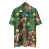 Horse Christmas Hawaiian Shirts, Christmas Pine Tree Hawaiian Beach Shirts, Horse Lovers Button Down Short Sleeve Shirts, Xmas Gifts Aloha Shirts