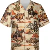 Horse Racing Desert Hawaiian Shirt For Men, Reodeo Desesert And Cactus Aloha Shirt, Casual Button Down Shirt, Hawaiian Style Shirt