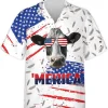 America Holstein Friesian Hawaiian Shirt For Men Women, Patriotic Shirt, Independence Day Shirt, Vintage Hawaii Beach Shirt, Casual Button Down Shirt