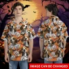 Custom Pet Face Halloween Hawaiian Shirts, Funny Pumpkins Dog Halloween Summer Shirt, Dog Lover Button Down Short Sleeve Shirt, Spooky Aloha Shirts