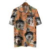 Husky Witch Halloween Hawaiian Shirt, Funny Ghost Dog Halloween Summer Beach Shirt, Dog Lover Button Down Short Sleeve Shirt, Spooky Aloha Shirts