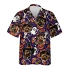 Yorkshire Witch Halloween Hawaiian Shirt, Pumpkin Ghost Dog Halloween Summer Beach Shirt, Dog Lover Button Down Short Sleeve Shirt, Spooky Aloha Shirt
