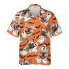 Custom Pet Halloween Hawaiian Shirts, Funny Ghost Dog Halloween Summer Beach Shirt, Dog Lover Button Down Short Sleeve Shirt, Spooky Aloha Shirts