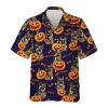 Custom Pet Face Halloween Hawaiian Shirt, Funny Pumpkin Paws Halloween Summer Beach Shirt,dog Lover Button Down Short Sleeve Shirt, Spooky Aloha Shirt