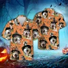 Husky Witch Halloween Hawaiian Shirt, Funny Ghost Dog Halloween Summer Beach Shirt, Dog Lover Button Down Short Sleeve Shirt, Spooky Aloha Shirts