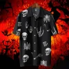 Skull Bones Halloween Hawaiian Shirts, Spooky Aloha Shirts, Horror Bones Pattern Summer Beach Shirt, Halloween Button Down Short Sleeve Hawaiian Shirt