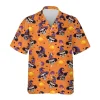Skull Witch Halloween Hawaiian Shirts, Spooky Aloha Shirts, Halloween Pattern Summer Beach Shirt, Halloween Button Down Short Sleeve Hawaiian Shirt