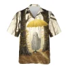 Ghost Umbrella Hawaiian Shirts, Autumn Forest Halloween Summer Beach Shirt, Cute Ghost Button Down Short Sleeve Hawaiian Shirts, Spooky Aloha Shirts