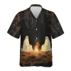 Ghost Camping Hawaiian Shirts, Scary Night Forest Halloween Summer Beach Shirt, Ghost Button Down Short Sleeve Hawaiian Shirts, Spooky Aloha Shirts