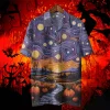 Harvest Pumpkin Hawaiian Shirts, Halloween Pumpkins Button Down Short Sleeve Hawaiian Shirt, Spooky Aloha Shirts, Star Night Full Moon Beach Shirt