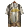 Ghost Umbrella Hawaiian Shirts, Autumn Forest Halloween Summer Beach Shirt, Cute Ghost Button Down Short Sleeve Hawaiian Shirts, Spooky Aloha Shirts