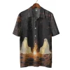 Ghost Camping Hawaiian Shirts, Scary Night Forest Halloween Summer Beach Shirt, Ghost Button Down Short Sleeve Hawaiian Shirts, Spooky Aloha Shirts