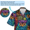 Cute Owl Tropical Hawaiian Shirt For Men Women, Tropical Floral Aloha Vibes Beach Shirt, Summer Button Down Shirt For Bird Lover