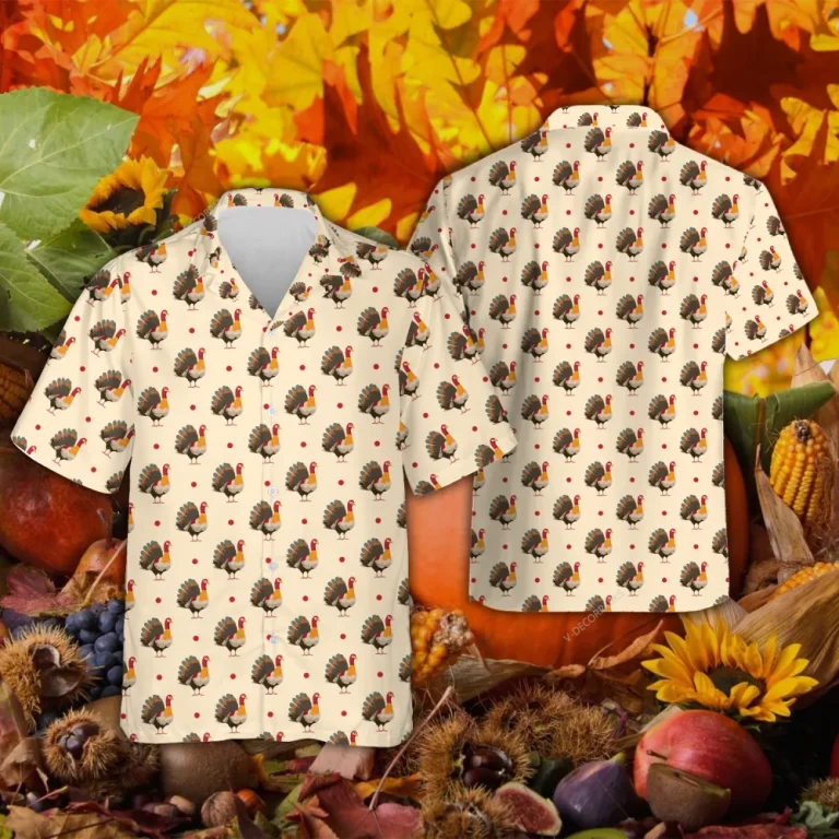 Turkey Thanksgiving Hawaiian Shirts, Funny Turkeys Pattern Hawaiian Beach Shirts, 3d Aloha Shirts, Thanksgiving Gift Button Down Shirt Short Sleeve