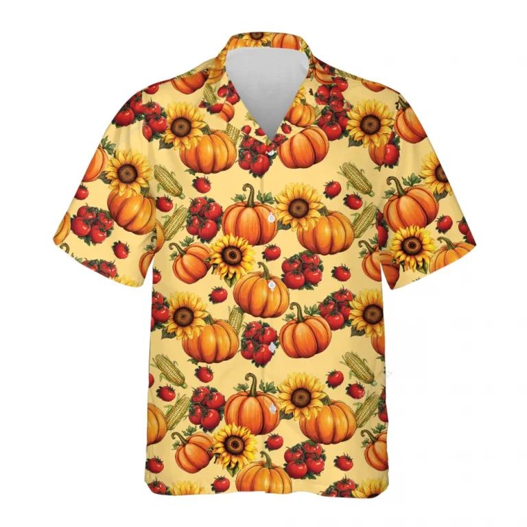 Pumpkins Harvest Thanksgiving Hawaiian Shirt For Men Women, Happy Fall Beach Shirts, 3d Aloha Shirts, Thanksgiving Gift Button Down Shirt Short Sleeve