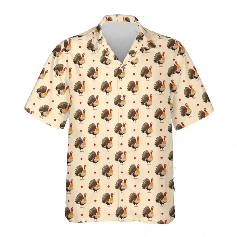Turkey Thanksgiving Hawaiian Shirts, Funny Turkeys Pattern Hawaiian Beach Shirts, 3d Aloha Shirts, Thanksgiving Gift Button Down Shirt Short Sleeve