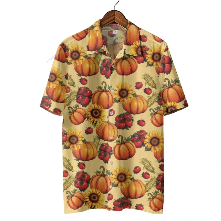 Pumpkins Harvest Thanksgiving Hawaiian Shirt For Men Women, Happy Fall Beach Shirts, 3d Aloha Shirts, Thanksgiving Gift Button Down Shirt Short Sleeve