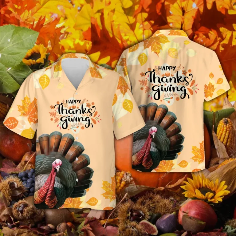 Turkeys Happy Thanksgiving Hawaiian Shirt For Men Women, Happy Turkey Beach Shirts, 3d Aloha Shirts, Thanksgiving Gift Button Down Shirt Short Sleeve