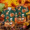 Happy Thanksgiving Hawaiian Shirts, Chef Turkey Hawaiian Beach Shirts, Eat Veggies 3d Aloha Shirts, Thanksgiving Gift Button Down Shirt Short Sleeve
