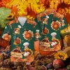 Chef Turkeys Thanksgiving Hawaiian Shirts, Funny Turkeys Hawaiian Beach Shirts, Funny 3d Aloha Shirt, Thanksgiving Gift Button Down Shirt Short Sleeve