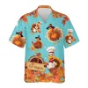 Chef Turkeys Thanksgiving Hawaiian Shirts, Eat Veggies Hawaiian Beach Shirts, Funny 3d Aloha Shirt, Thanksgiving Gift Button Down Shirt Short Sleeve