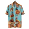 Chef Turkeys Thanksgiving Hawaiian Shirts, Eat Veggies Hawaiian Beach Shirts, Funny 3d Aloha Shirt, Thanksgiving Gift Button Down Shirt Short Sleeve