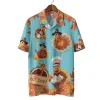 Turkeys Chef Thanksgiving Hawaiian Shirts, Turkeys Happy Fall Hawaiian Beach Shirts, 3d Aloha Shirts, Thanksgiving Gift Button Down Shirt Short Sleeve