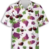 Wine Glass And Grapes Hawaiian Shirt For Men Women, Grape Wine Button Down Hawaiian Shirt Short Sleeve, Wine Lovers Gift, Aloha Vibes Beach Shirt