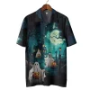 Scary Ghost Halloween Hawaiian Shirts, Haunted Castle Summer Beach Shirts, Scary Night Button Down Short Sleeve Hawaiian Shirts, Spooky Aloha Shirt